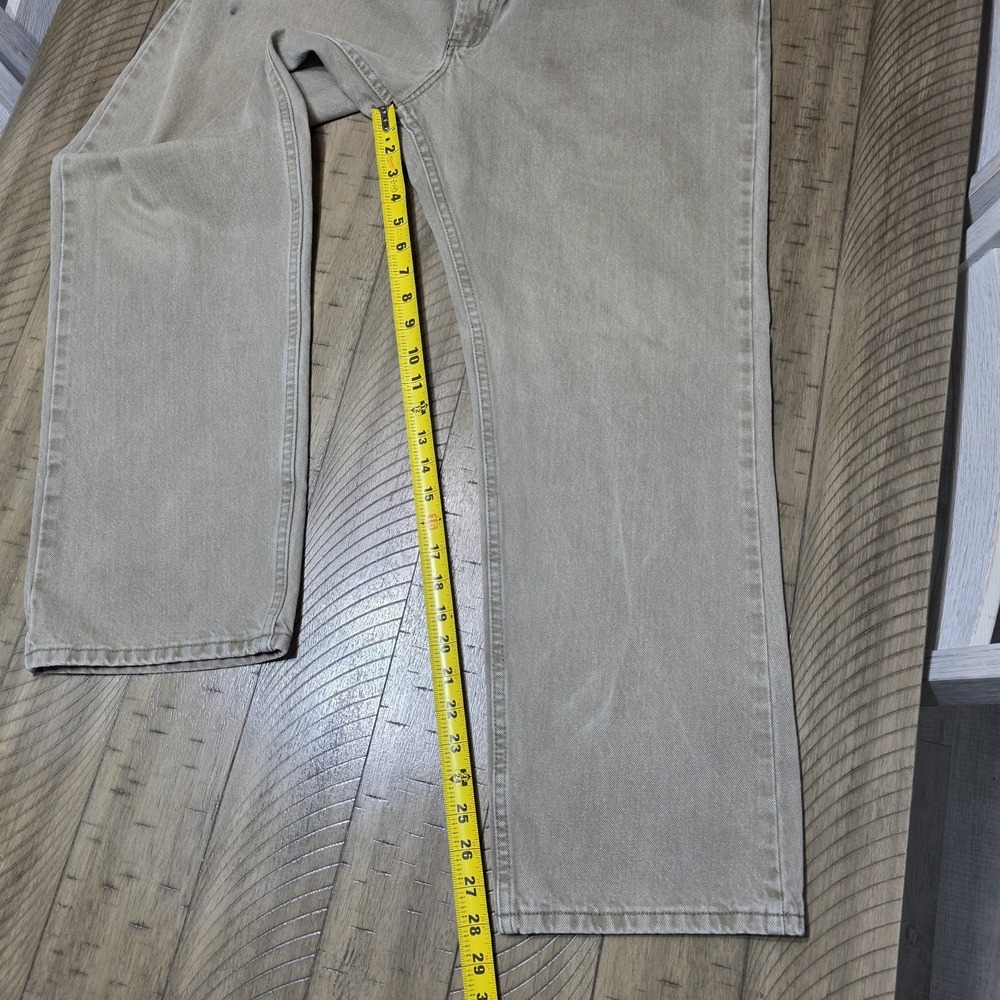Vintage Lee 90s Regular Fit Jeans 42x30 Tan Khaki 100% Cotton Stained Y2K - Picture 13 of 14